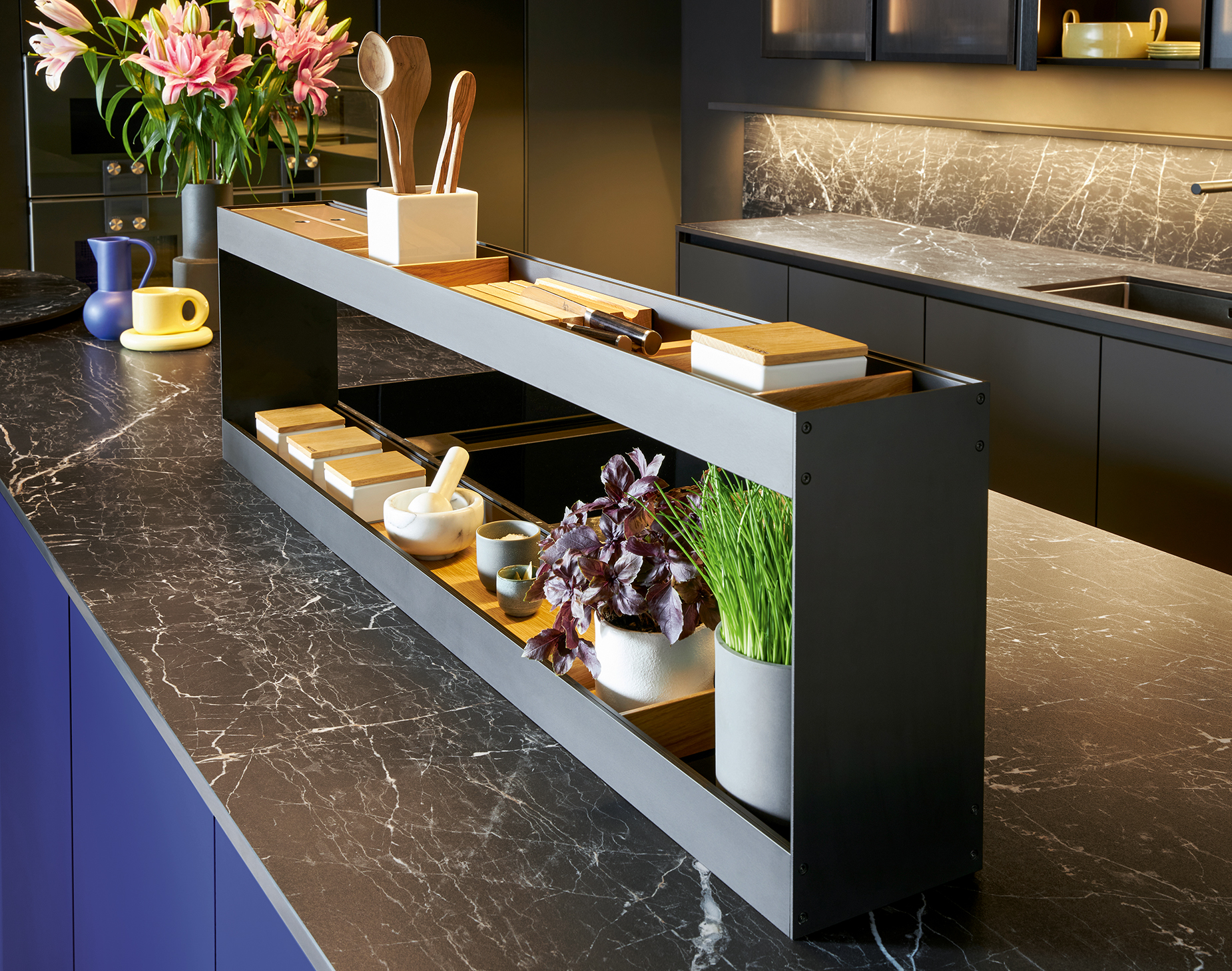 next125 Funktionsaufsatz Regalaufsatz für Kücheninsel