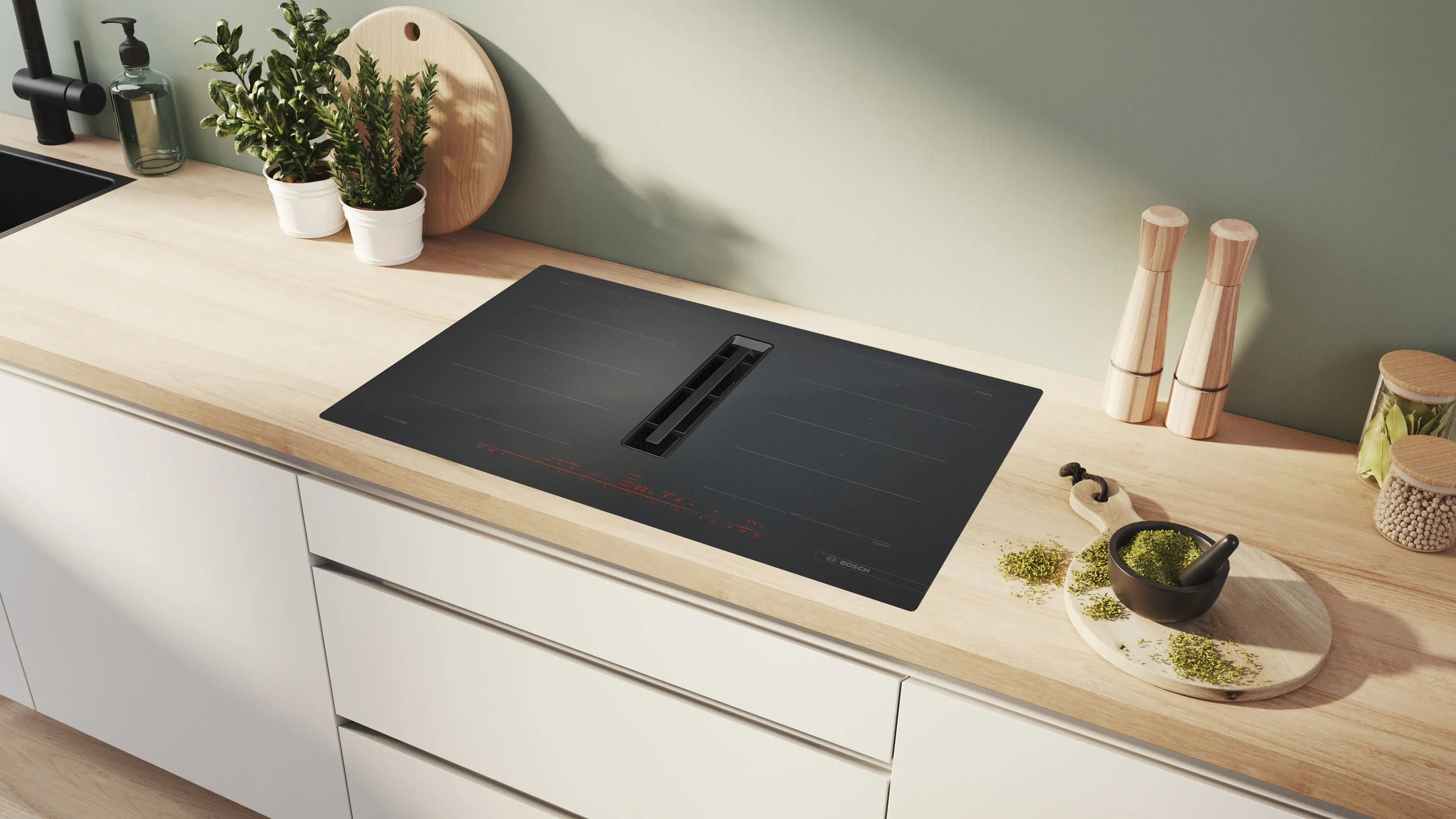 Bosch Matt Design Kochfeld mit integriertem Dunstabzug